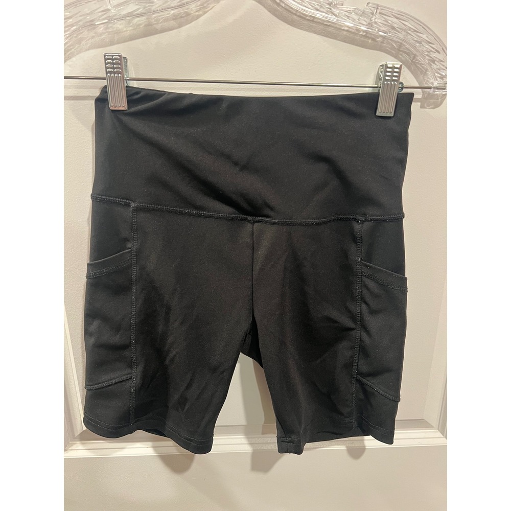 Shosho Womens Biker Shorts High Rise Pockets Black Size S